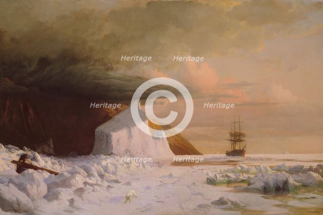 An Arctic Summer: Boring Through the Pack in Melville Bay, 1871. Creator: William Bradford.