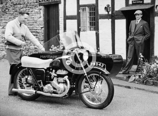 An Ariel VB 600cc with a sidecar, 1956. Artist: Unknown