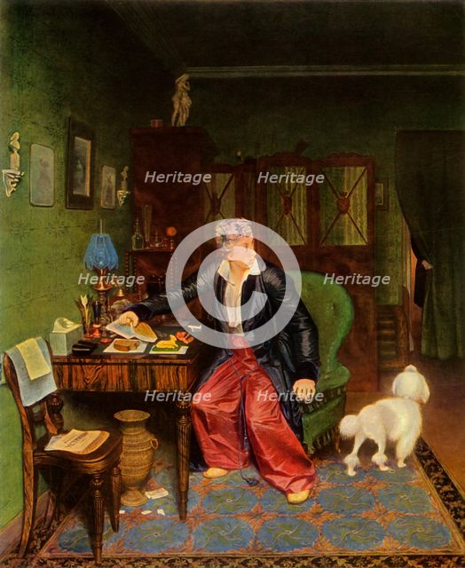 'An Aristocrat Takes Breakfast', or 'Silk on His Stomach and Nothing Inside', 1849-1850, (1965).  Creator: Pavel Andreevich Fedotov.
