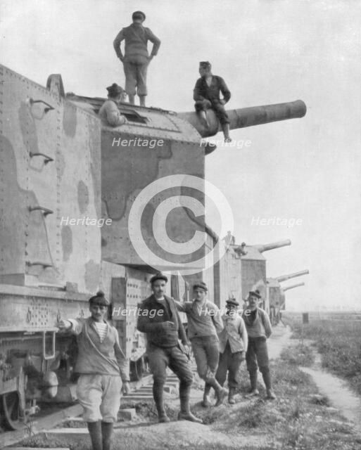 An armoured train battery, 1918. Artist: Unknown