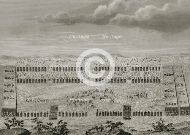 An army during the Roman conquest of the Iberian Peninsula, 1852. Creator: Unknown.