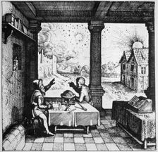 An astrologer casting a horoscope, 1617 (late 19th century). Creator: Unknown
