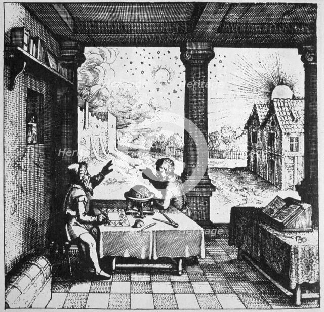 An astrologer casting a horoscope, 1617 (late 19th century). Artist: Unknown