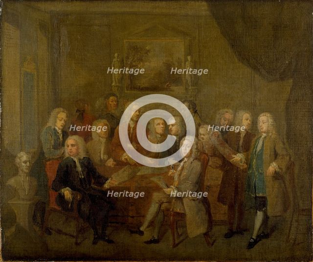An Assembly of 'Virtuosi', 1700-1737. Artist: Gawen Hamilton.