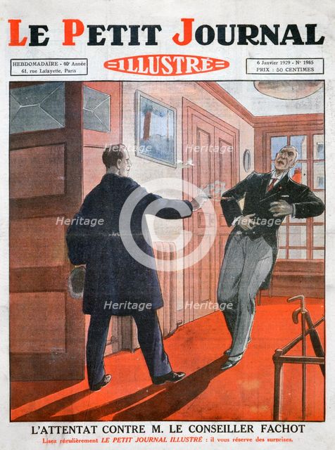 An attack against councillor Fachot, 1929. Artist: Unknown