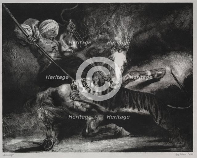 An Attack by a Tiger. Creator: Louis Candide Boulanger (French, 1806-1867).