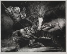 An Attack by a Tiger. Creator: Louis Candide Boulanger (French, 1806-1867)
