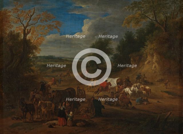 An attack by robbers, 1st half of 18th century. Creator: Théobald Michau.