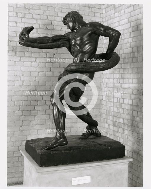 "An Athlete struggling with a Python", c1877, (c1990s).  Creator: Prudence Cuming Associates Limited.