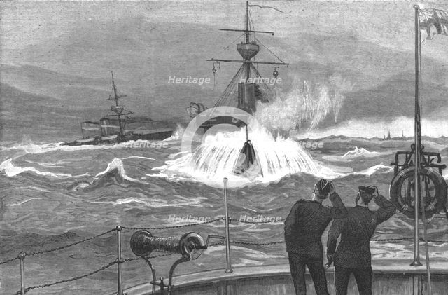 ''An Autumn Cruise with the Channel Squadron; An Ironclad in a heavy sea making "Neptunes Beard's"', Creator: Unknown.