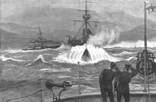 'An Autumn Cruise with the Channel Squadron; An Ironclad in a heavy sea making "Neptunes Beard's" Creator: Unknown