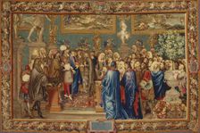 An audience granted by Louis XIV to the Count of Fuentes… at the Louvre, 24th March 1662, ca 1730. Creator: Ballin, Claude I, (after) (1615-1678)