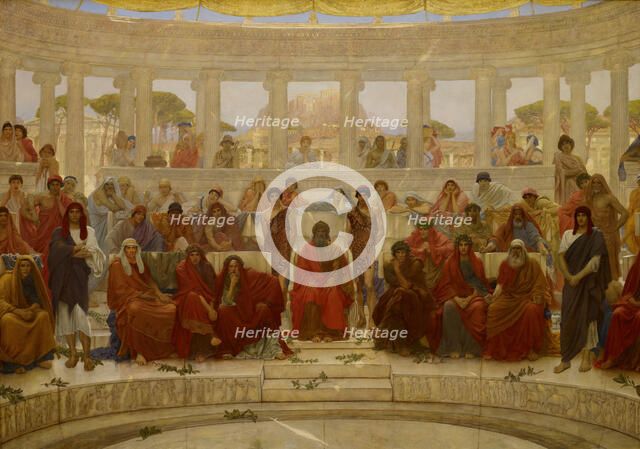 An Audience in Athens During [the Representation of] 'Agamemnon' by Aeschylus, 1884. Creator: Sir William Blake Richmond.