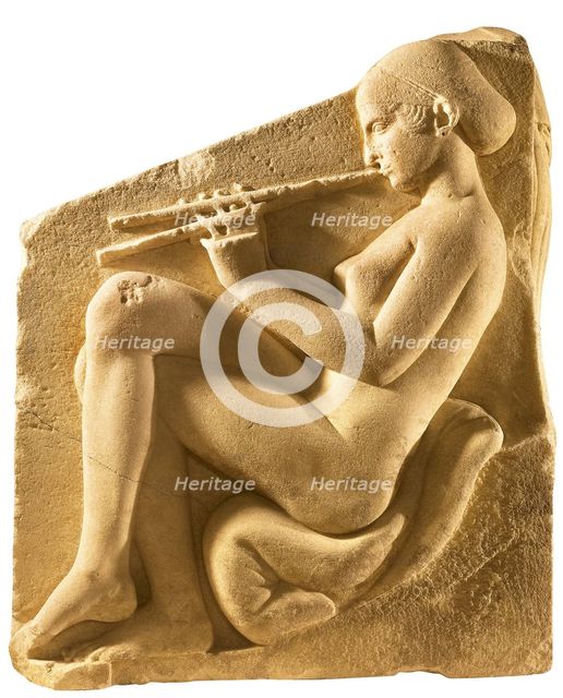 An aulos player. Altar of Aphrodite, so-called Ludovisi Throne, Left-hand panel, ca 430 BC. Artist: Classical Antiquities  