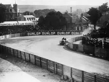 An Austin 100hp car taking a bend, French Grand Prix, Dieppe, 1908
