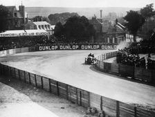 An Austin 100hp car taking a bend, French Grand Prix, Dieppe, 1908