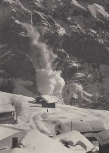 An avalanche, Swiss Alps, 1920s. Creator: Harry Moult