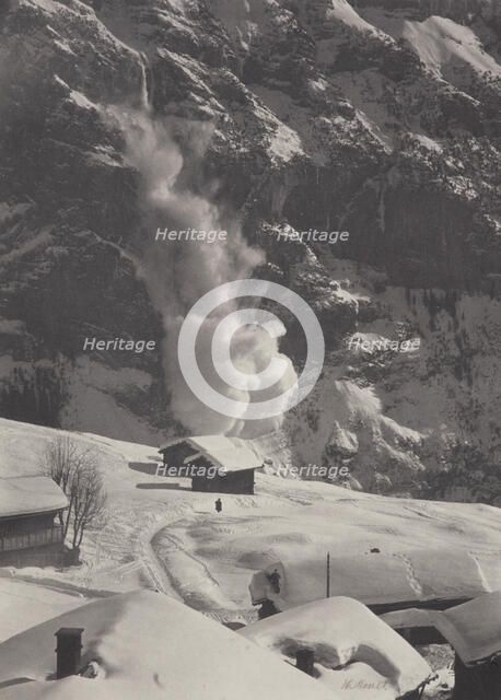 An avalanche, Swiss Alps, 1920s. Creator: Harry Moult.