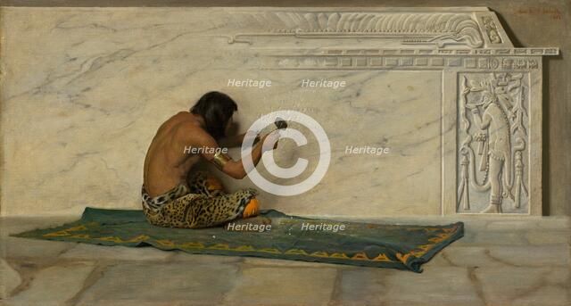 An Aztec Sculptor, 1887. Creator: George de Forest Brush.