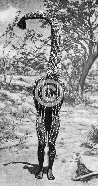 An emu man performing the sacred totem of his group, Australia, 1922.Artist: Spencer and Gillen