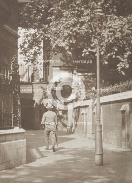 An embankment corner. From the album: Photograph album - London, 1920s. Creator: Harry Moult.