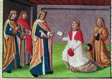 An emissary of Pope Hadrian I asks for help to Charlemagne to defend Rome from the Lombards of Ki…