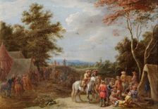 An Encampment with Soldiers Playing Cards c1660. Artist: Lambert de Hondt