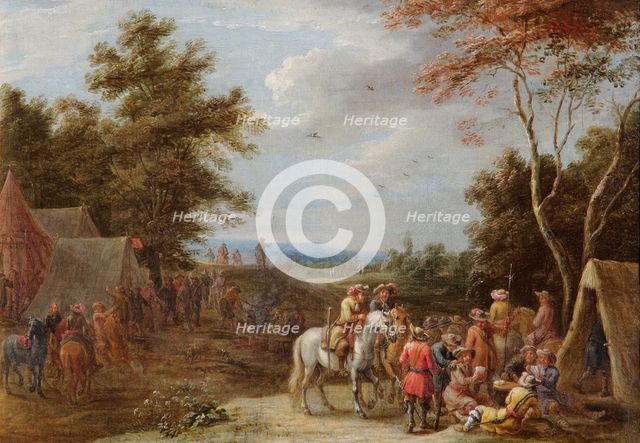 'An Encampment with Soldiers Playing Cards', c1660. Artist: Lambert de Hondt.