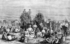 An encampment of Mormon converts in the desert, c1846 (c1880)