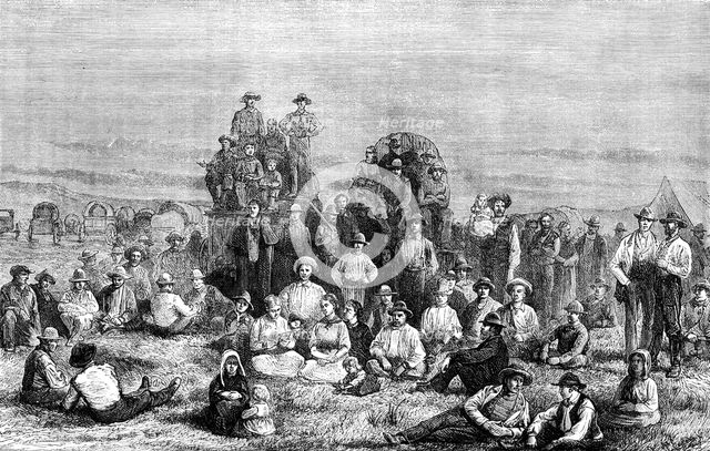 An encampment of Mormon converts in the desert, c1846 (c1880). Artist: Unknown