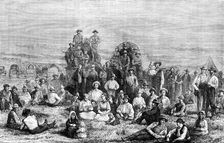 An encampment of Mormon converts in the desert, c1846 (c1880)