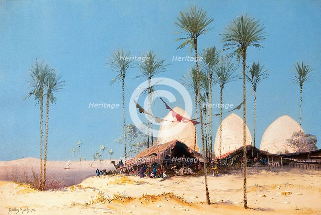An encampment on the Nile, 1917. Creator: Dudley Hardy.