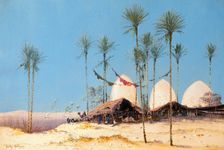 An encampment on the Nile, 1917. Creator: Dudley Hardy