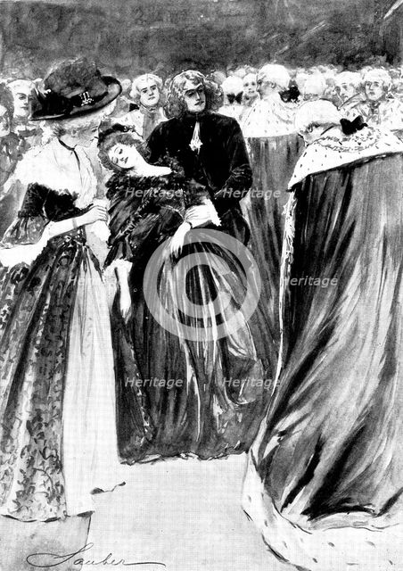 An Enemy of His Grace: they bowed low before him, and he...held his wife in his arms, 1898. Creator: Unknown.