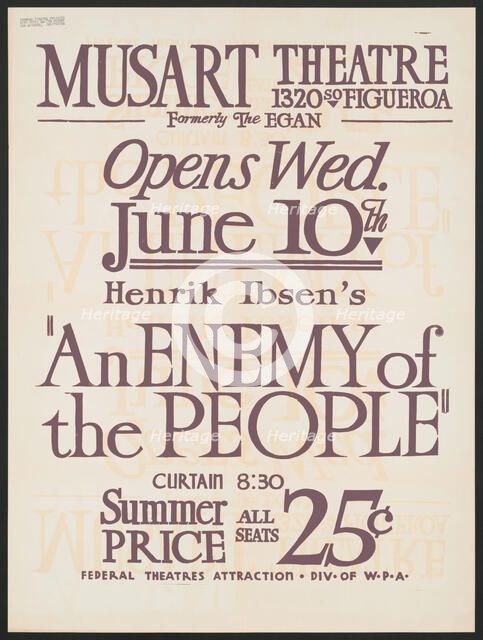 An Enemy of the People, Los Angeles, 1936. Creator: Unknown.