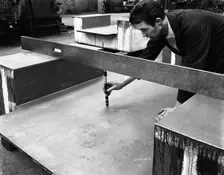 An engineer at work at the Edgar Allen Steel Foundry, Sheffield, South Yorkshire, 1962. Creator: Michael Walters