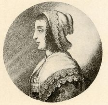 An English woman in a coif and kerchief trimmed with Vandyke lace 1640, (1937). Creator: Unknown