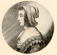 An English woman in a coif and kerchief trimmed with Vandyke lace 1640, (1937). Creator: Unknown