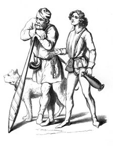 An English gatekeeper (1480) and domestic servant (1475), 15th century (1849)