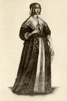 An English lady in house dress 1640, (1937). Creator: Unknown