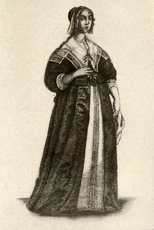 An English lady in house dress 1640, (1937). Creator: Unknown
