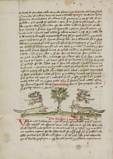 An Eagle Flying to its Nest with a Young Fox in its Beak; Fables, third quarter of 15th century. Creator: Unknown