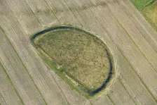 An early Iron Age enclosed settlement earthwork on Cow Down, Wiltshire, 2023. Creator: Damian Grady