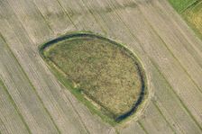 An early Iron Age enclosed settlement earthwork on Cow Down, Wiltshire, 2023. Creator: Damian Grady