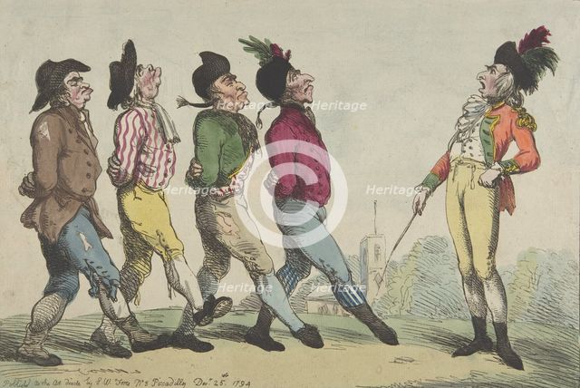 An Early Lesson of Marching, December 24, 1794., December 24, 1794. Creator: Thomas Rowlandson.