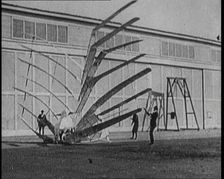 An Early Seven Winged Plane Collapsing in on Itself During Taxi, 1922. Creator: British Pathe Ltd