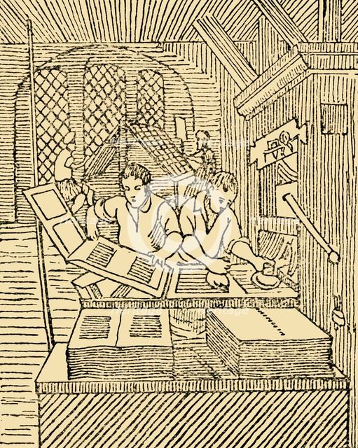 'An Early Printer's Office', c1930. Creator: Unknown.