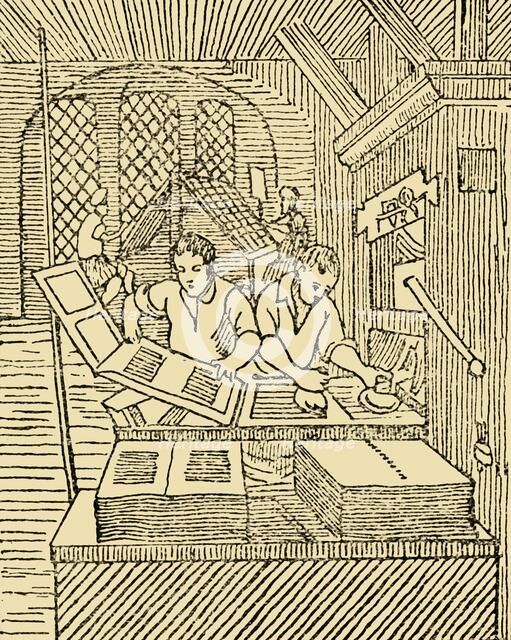 'An Early Printer's Office', c1930. Creator: Unknown.
