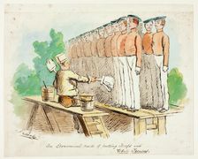 An Economical Mode of Putting Troops into White Trousers, 1840/50. Creator: John Leech