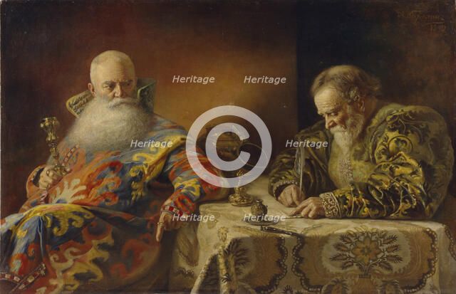 An edict are written, 1890. Artist: Karelin, Andrei Andreevich (1866-1928)